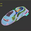 Turquoise Futuristic Toy Car With Black Stripes Red Seat And Tooth Like Front Design