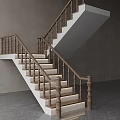 Modern Interior Staircase Design With Wooden Handrails White Steps Gray Walls And Floor
