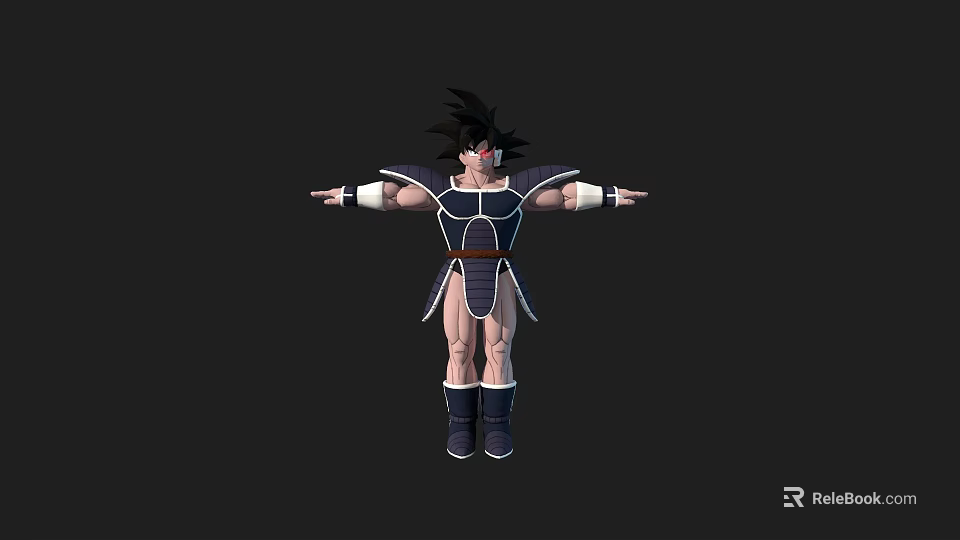 Game Movie Character 3D Model in Blue White Armor with Black Hair and Outstretched Arms 3d model 
