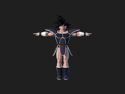 Game Movie Character 3D Model in Blue White Armor with Black Hair and Outstretched Arms 3d model