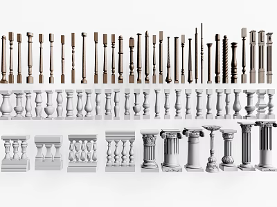 Various Baluster Designs Featuring Classic And Modern Styles For Architectural Use 3d model