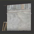 Vintage Building Structure With Red Roof Roller Shutters Windows And Ladders