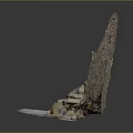 Rock Formation Decorative Scene With Small Figurines On Stone Base
