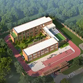 Campus School Building Featuring Green Trees Running Track And Playground Facilities 3d model