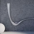 White Curved Hanging Cat Bed With Gray Wall Background And Resting Cat