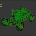 Rustic Off Road Buggy With Orange Black Tires And Metal Frame Structure 3d model