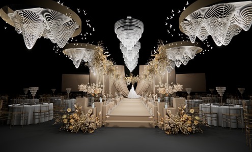 Champagne Crystal Floral Wedding 3d model