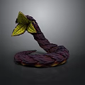 3D Model of Snake with Purple Scaled Body and Yellow Head Design