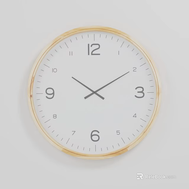 Simple Modern Wall Clock With White Dial Black Hands And Golden Frame 3d model 
