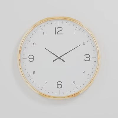 Simple Modern Wall Clock With White Dial Black Hands And Golden Frame 3d model