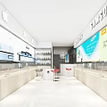 Modern Showroom Display Cabinets with Samsung Apple Electronics and Bright Interior Advertising Screens