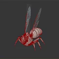 Mechanical Bee 3D Character Model With White Black Body Transparent Wings And Large Eyes