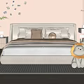 Cozy Bedroom Interior Design With Plush Lion Toy Photo String Lights Soft Pillows And Rug