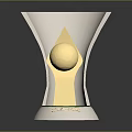 Shiny Silver Trophy Design With Golden Sphere Green Ring And Base
