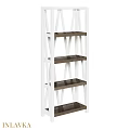 Modern White X Frame Multi tier Storage Shelf With Wooden Shelves For Home