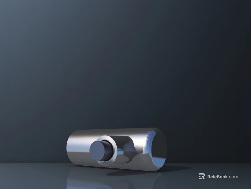 Silver Metallic Weapon Component With Cylindrical Shape And Reflective Surface In Dark Background 3d model