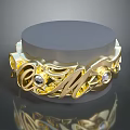 Elegant Gold Ring With Decorative Patterns And Shiny Diamonds For Fashion Accessory
