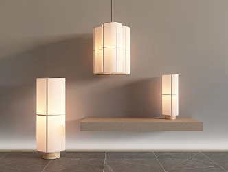Japanese-style lamp combination 3d model