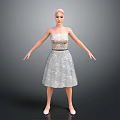 A Woman With Pink Hair In Stylish Sleeveless Sequin Dress On Gray Background