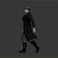 Vintage Style Man Walking In Long Coat Vest Pants And Leather Boots