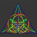 Colorful Geometric Sculpture With Metal Rods And Circular Rings Structure