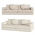 Modern Beige Loveseat Sofa With Round Pillows And Simple Lines 3d model