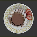 Delicious Tiramisu Cake With Cocoa Powder And Fresh Strawberry Slices On Decorative Plate