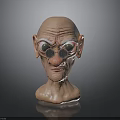 Cartoon Character Head Sculpture With Large Round Glasses Big Nose And Wrinkles