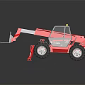 Red Heavy Duty Telehandler Forklift With Extendable Boom And Large Tires