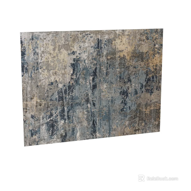 Square Carpet with Abstract Gray Beige Blue Pattern for Modern Home Decor 3d model 