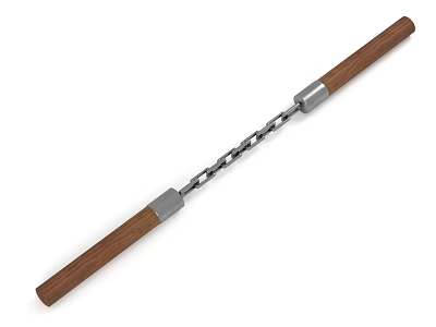 Traditional Nunchaku With Wooden Handles And Metal Chain 3d model Traditional Nunchaku With Wooden Handles And Metal Chain 3d model