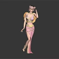 Children's 3D Character Model With Pink Hair Yellow Wings And Pink Dress Standing Pose