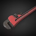 Red RIDGID 828 Pipe Wrench With Adjustable Jaws And Scuffed Metal Surface 3d model