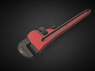 Red RIDGID 828 Pipe Wrench With Adjustable Jaws And Scuffed Metal Surface 3d model