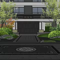 Modern Residential Building Exterior With Lush Greenery Trees Shrubs And Stone Pathways