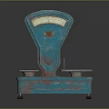 Vintage Turquoise Commercial Weighing Scale With Rusted Double Tray Design
