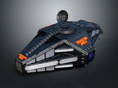 Dreadnought Sci Fi Spacecraft Model With Dark Armored Panels And Red Glowing Elements 3d model