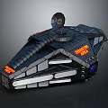 Dreadnought Sci Fi Spacecraft Model With Dark Armored Panels And Red Glowing Elements