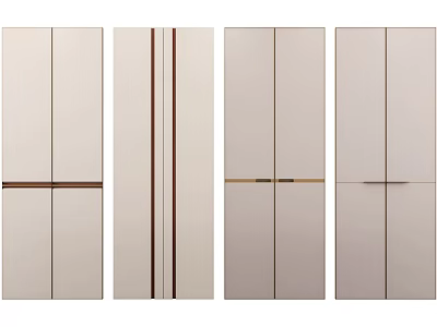 Beige Cabinet Doors With Various Decorative Red And Gold Stripes Design 3d model