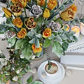 Elegant Home Decor Ornament Set With Fresh Flowers Vases Candles And Books