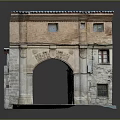 Historic Arch Structure With Stone Brick Walls Tile Roof And Carved Windows