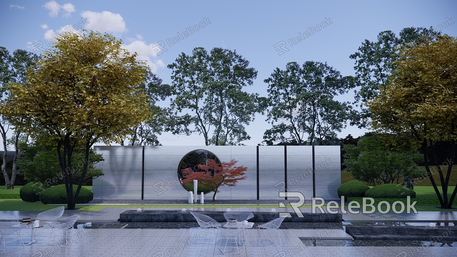 modern landscape wall waterscape wall model