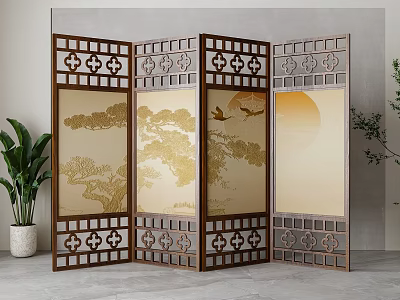 new chinese style screen 3d model