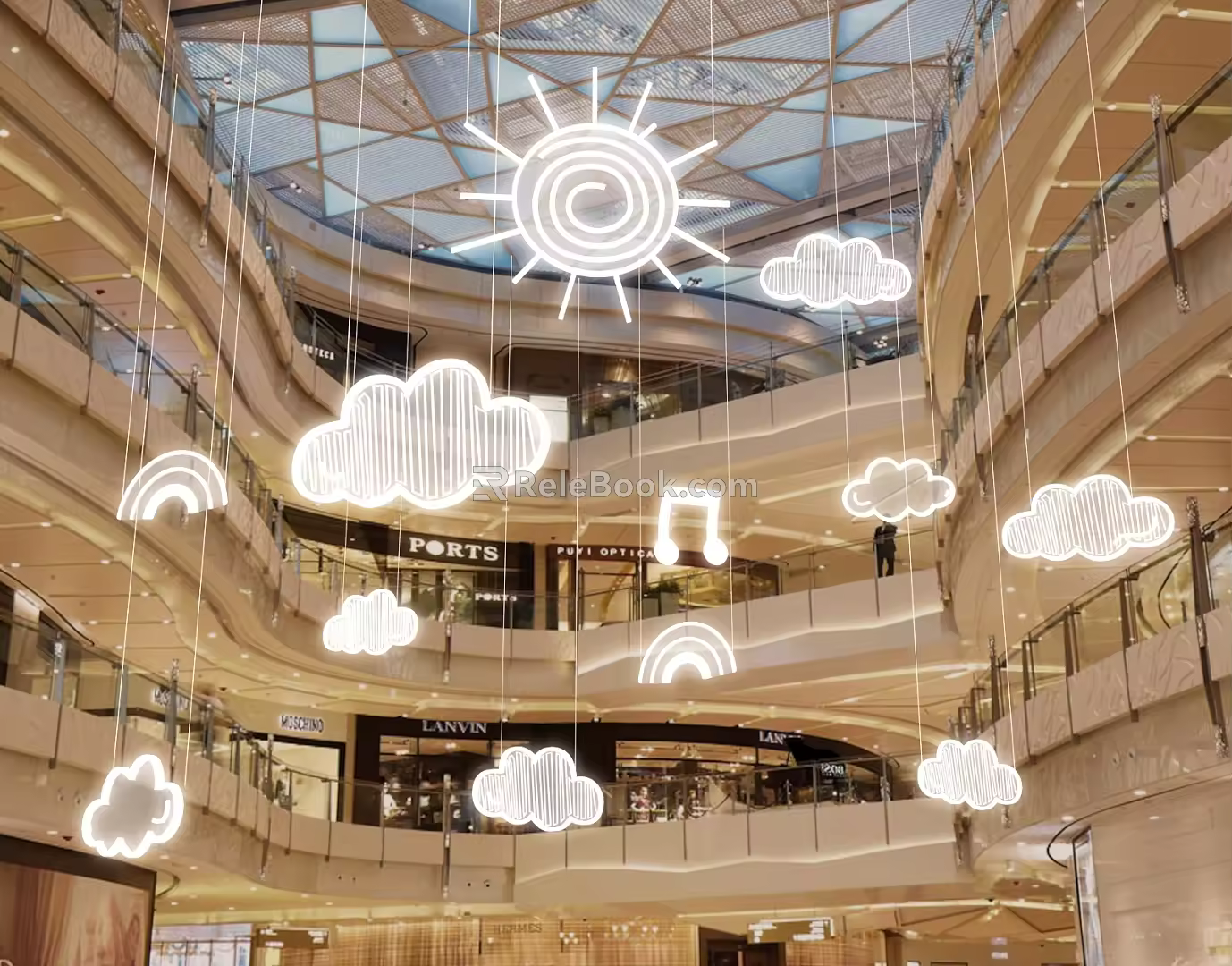 Luminous Empty Hanging Clouds Luminous Empty Hanging Luminous Empty Hanging Children's Empty Hanging Shopping Mall Meichen Empty Hanging 3d model