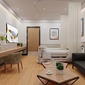 Modern Hospital Ward Interior With Wooden Furniture Bed Sofa Coffee Table And Wall Art