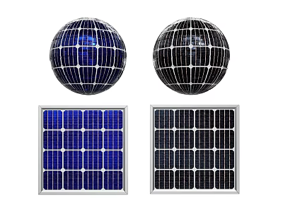 Modern Efficient Solar Powered Household Appliances Showcasing Spheres And Panels Design 3d model