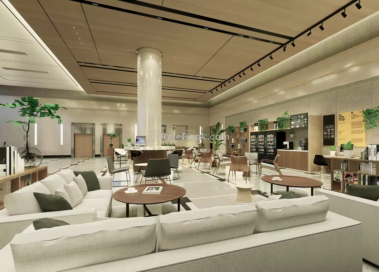 Modern Cafe Lobby 3d model