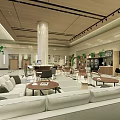 Modern Cafe Lobby 3d model