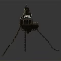 Antique Mechanical Device Featuring Tripod Stand Metal Parts Circular Platform And Chains