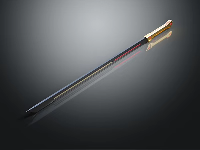 Sharp Metallic Sword With Golden Handle Black Blade And Exquisite Design 3d model